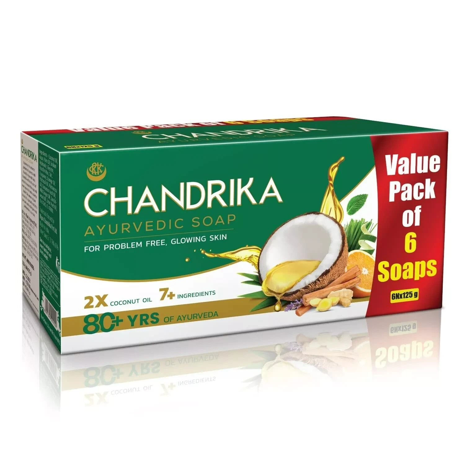Chandrika Ayurvedic Soaps Bathing Bar Glowing Radiant Skin Each 125g Pack Of 6
