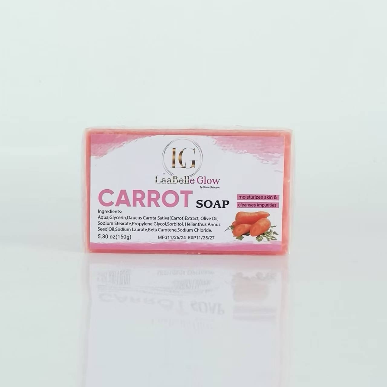 Carrot Soap Skin Whitening Dark Spots Acne Brightening-Glossy 150G