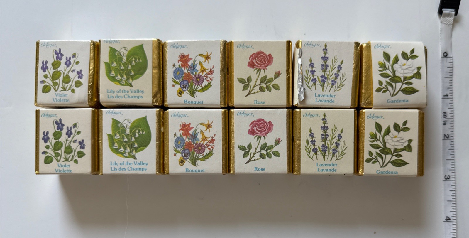 12 Vtg Delagar English Country Floral Bath Cube Gardenia Lavender Violet Rose