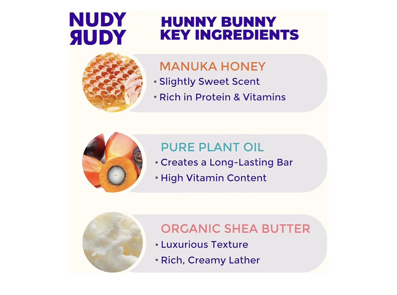 Ɣ NUDY RUDY (4.2 Oz.) Bar 🫧 ●HUNNY BUNNY● W/Manuka Honey & Shea Butter Soap 🫧.