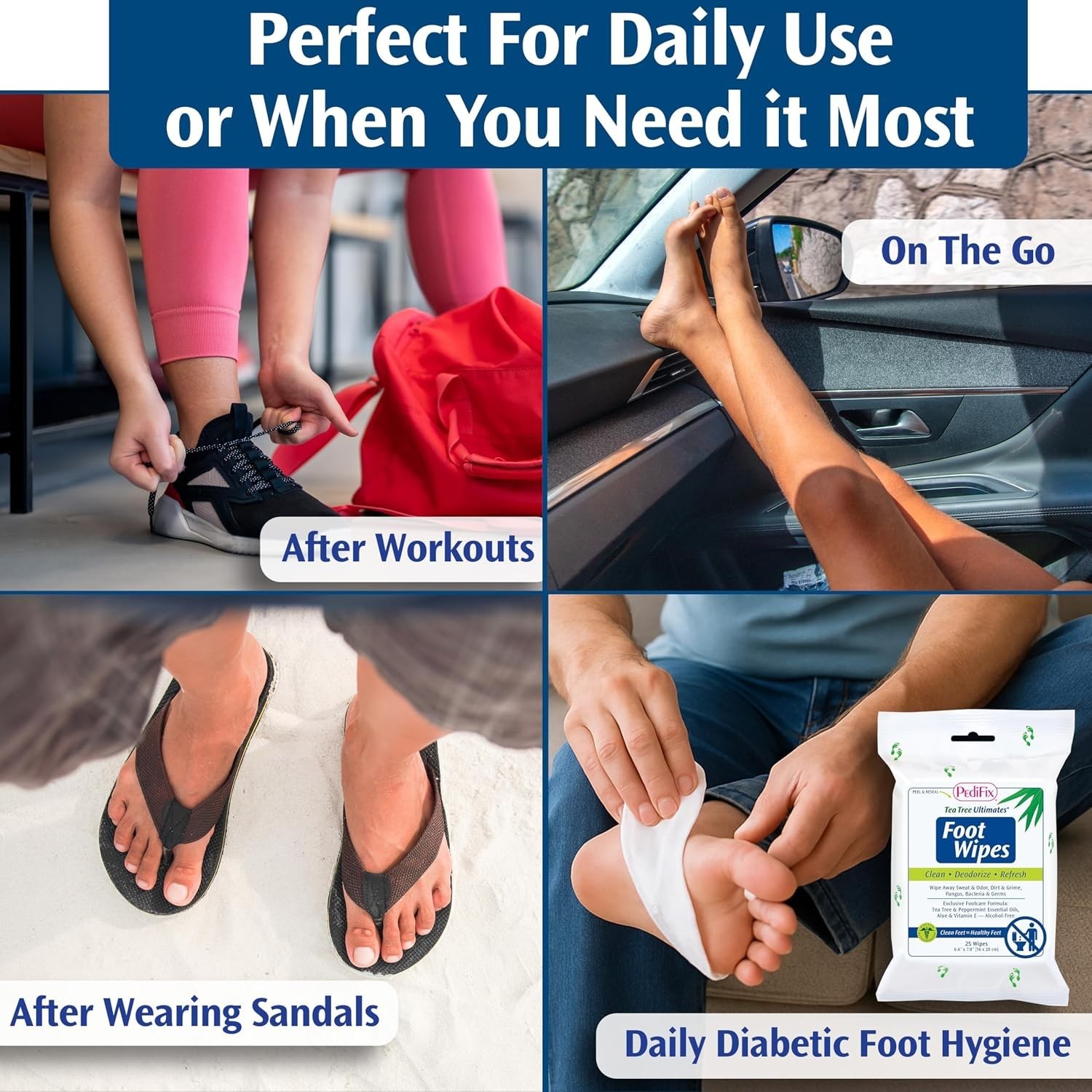 Tea Tree Ultimates Foot Wipes with Tea Tree Oil, Peppermint & Aloe