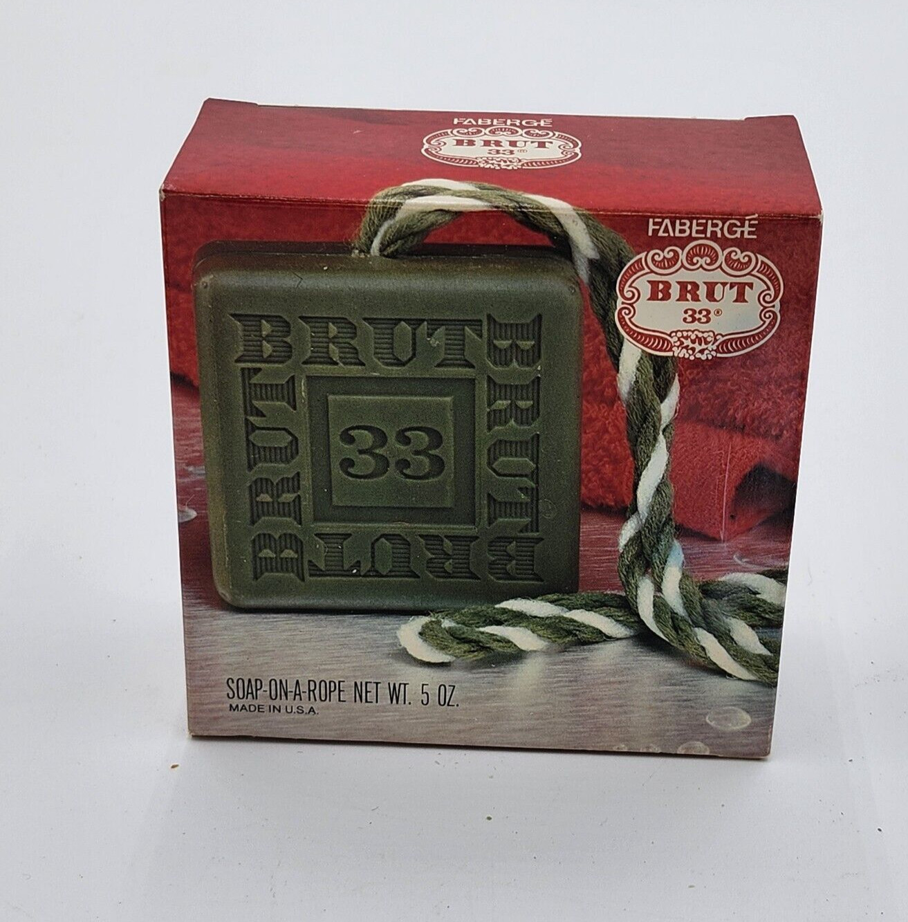 Vintage Men’s BRUT Faberge 33 “Soap On A Rope” RARE Gemco Tag New in box