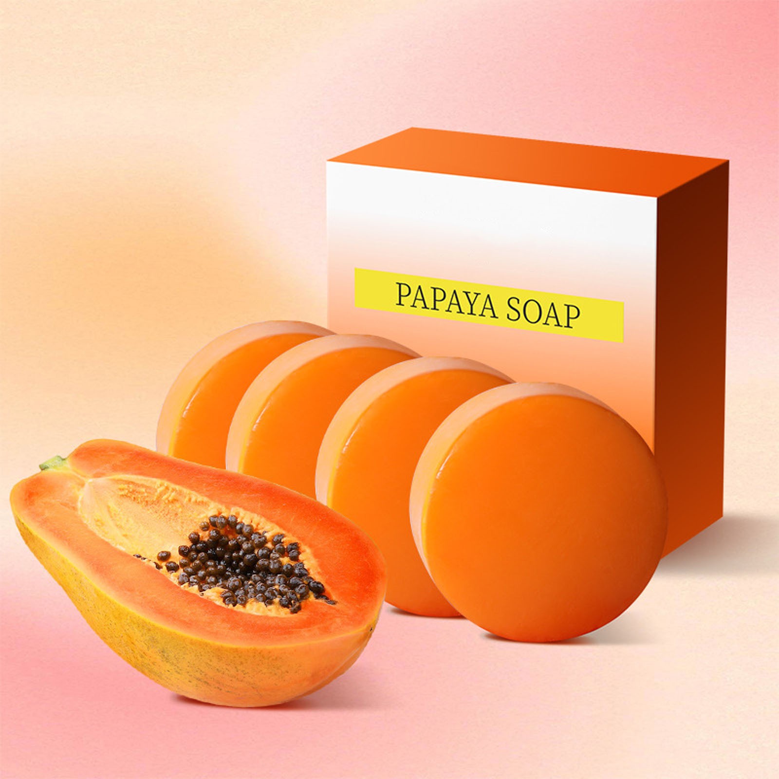 1Pcs Papaya Soap Oil Control Moisture Skin Handmade Soap for All Skin Types