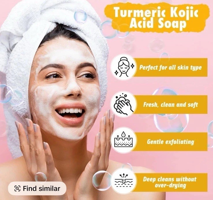 3 Pcs Turmeric and Kojic Soap Bar, Kojic Acid Soap for Hyperpigmentation