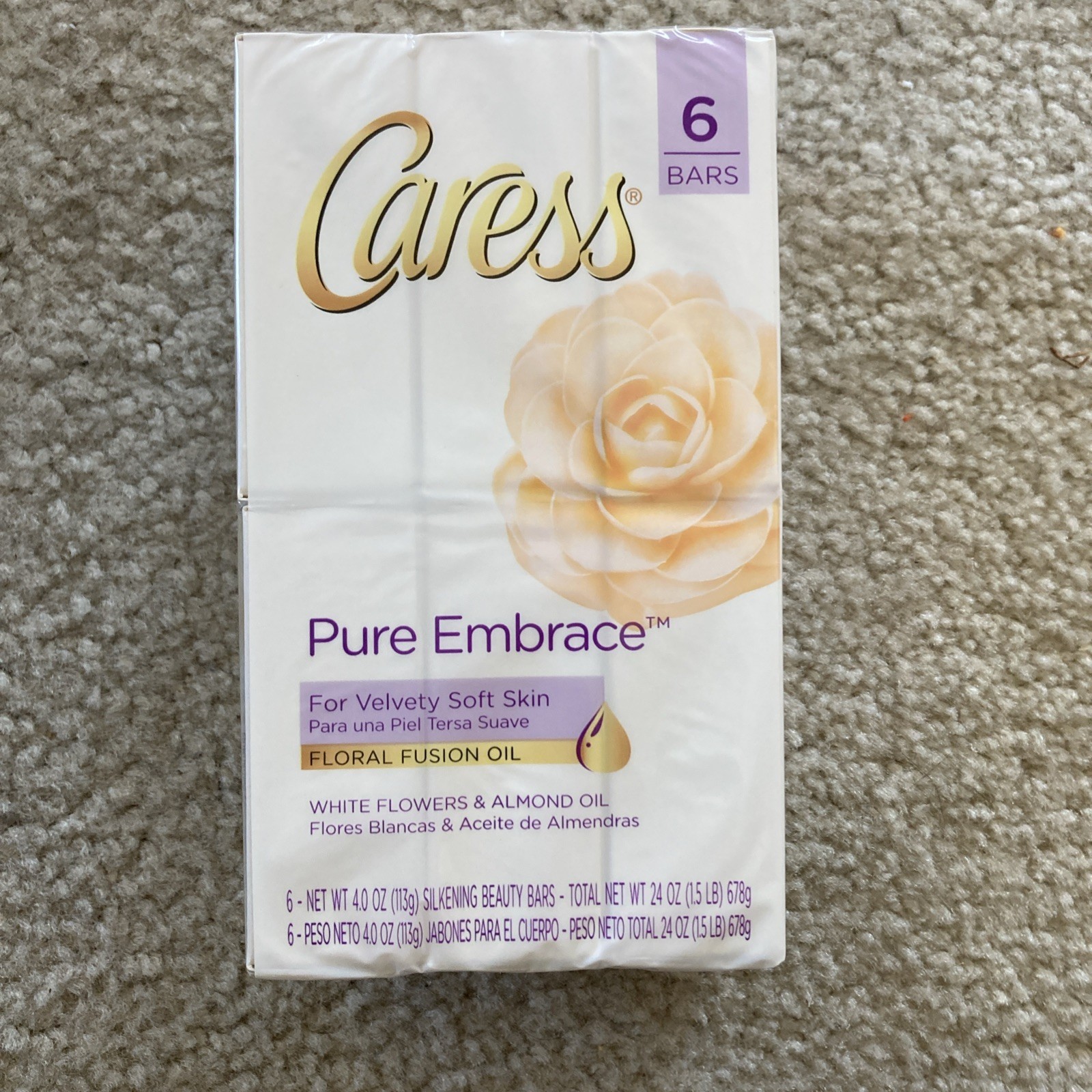 Caress Pure Embrace White Flowers & Almond Oil Floral Fusion Oil 6 4oz Bars