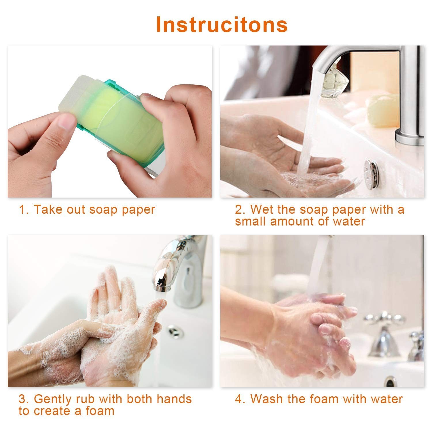 2 Boxs 100 Sheets Hand Washing Soap Sheets for Outdoor Travel,Portable Campin…
