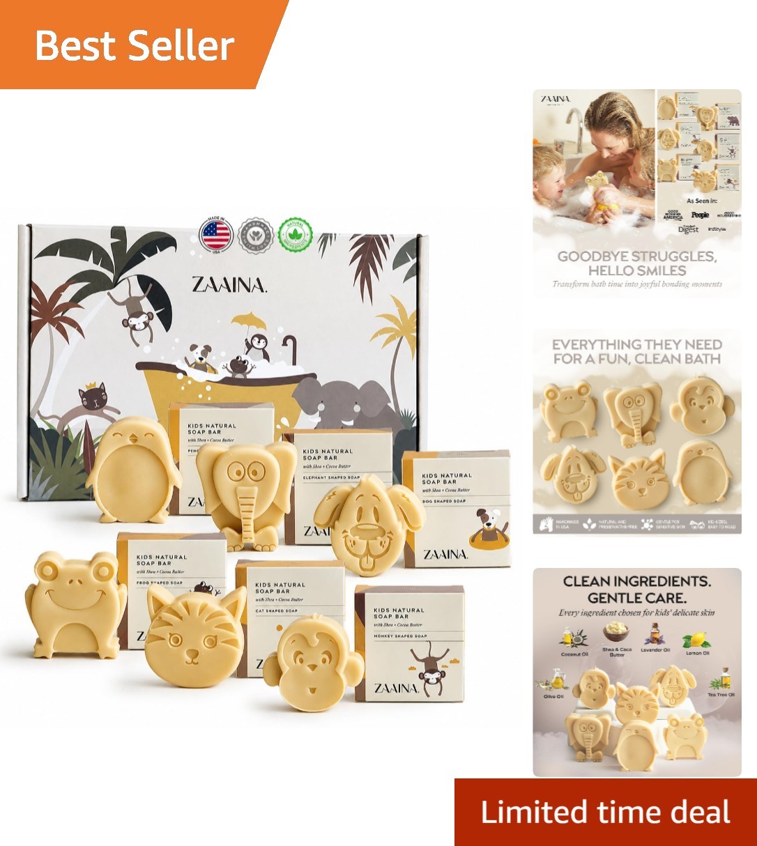 Delightful Kids Natural Soap Set – 6 Fun Bars with Gentle Lavender & Tea Tree