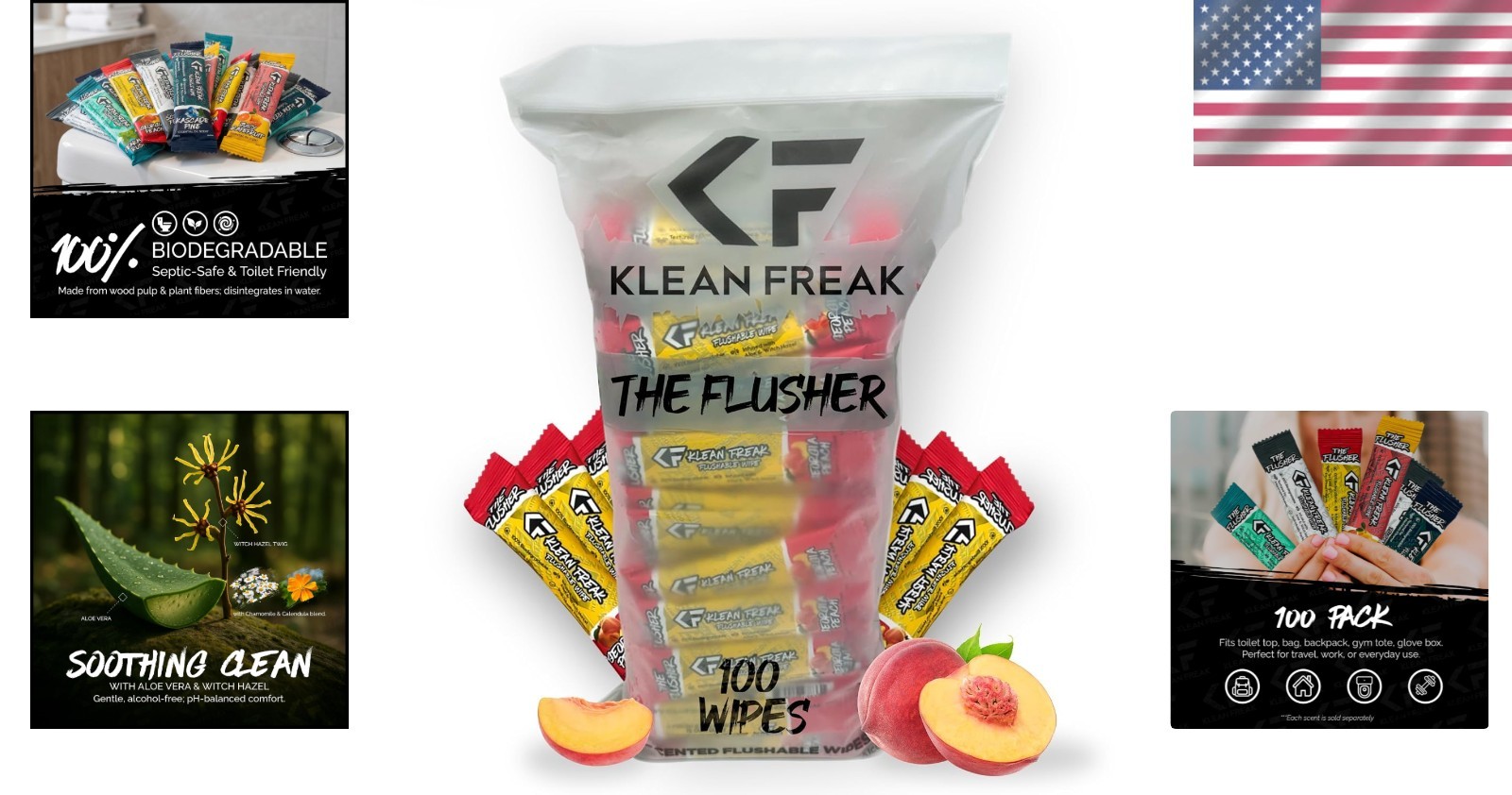 Portable Flushable Wipes – Individually Wrapped, 100 Ct