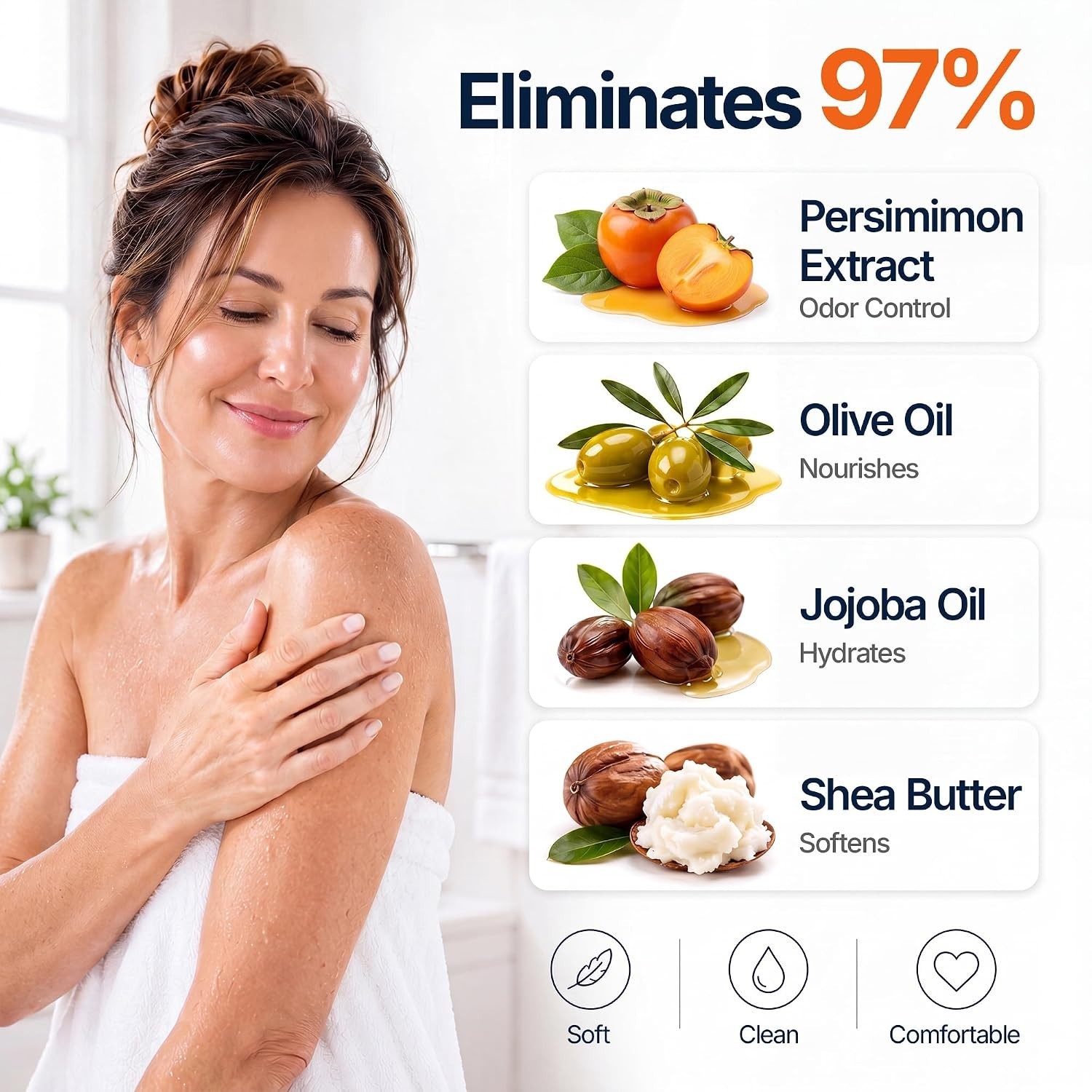 Persimmon Soap for Body Odor: 3 Bars Natural Persimmon Bar Soap for Old Peopl…