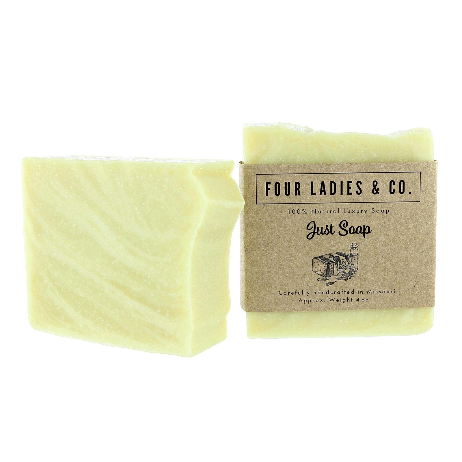 Just Soap Bar Soap | Made with Distilled Water | Face | Body | Vegan | Unscented