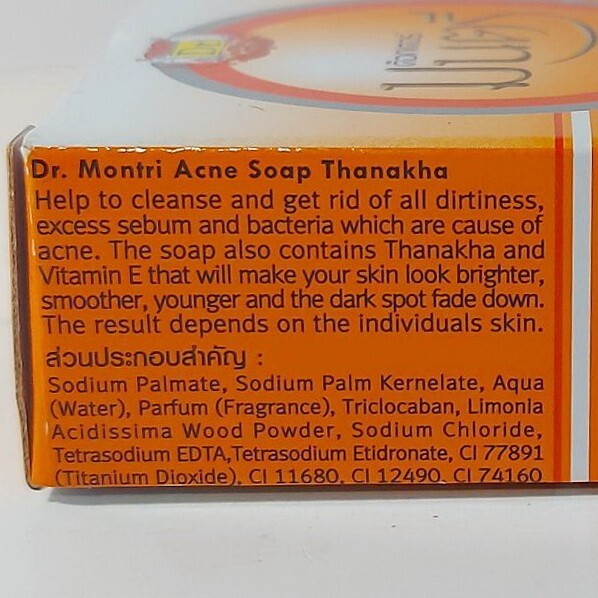 4x40g Dr. Montree Acne Soap Thanaka-Vitamin E Facial Bacteria Nourishes the Skin