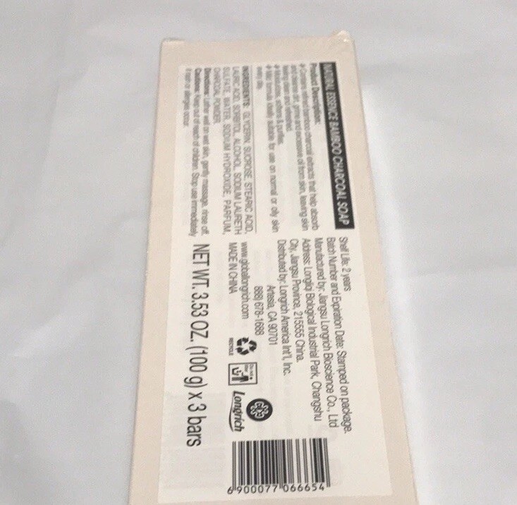 Longrich Natural Essence Bamboo Charcoal Brightening Black Soap,Acne Cure 100gx3