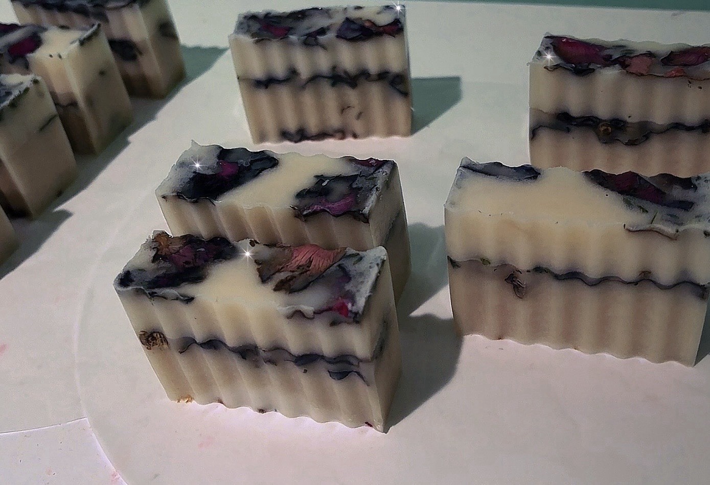 Homemade Floral White Purple Rectangular Body Bar Soap Regular Unisex