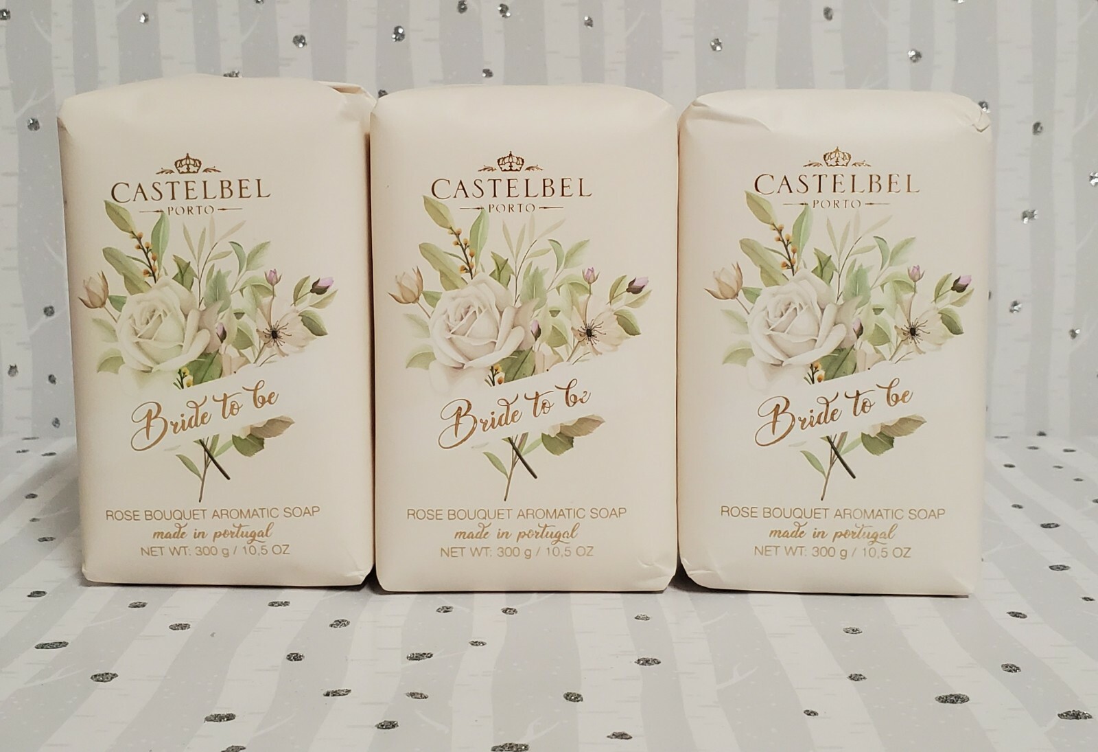 Castelbel Porto Rose Bouquet Aromatic Soap Bride To Be Theme 3 Bars 10.5 oz Each