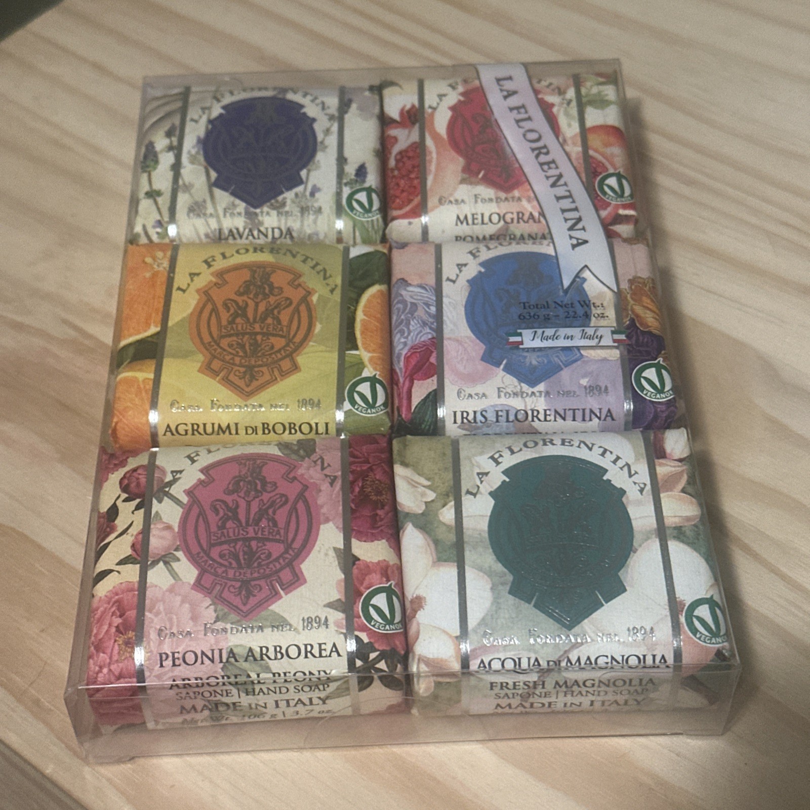 LA FLORENTINA Italian Soap Set 6pcs x 3.7 Oz Each Assorted Lavender, Iris,…