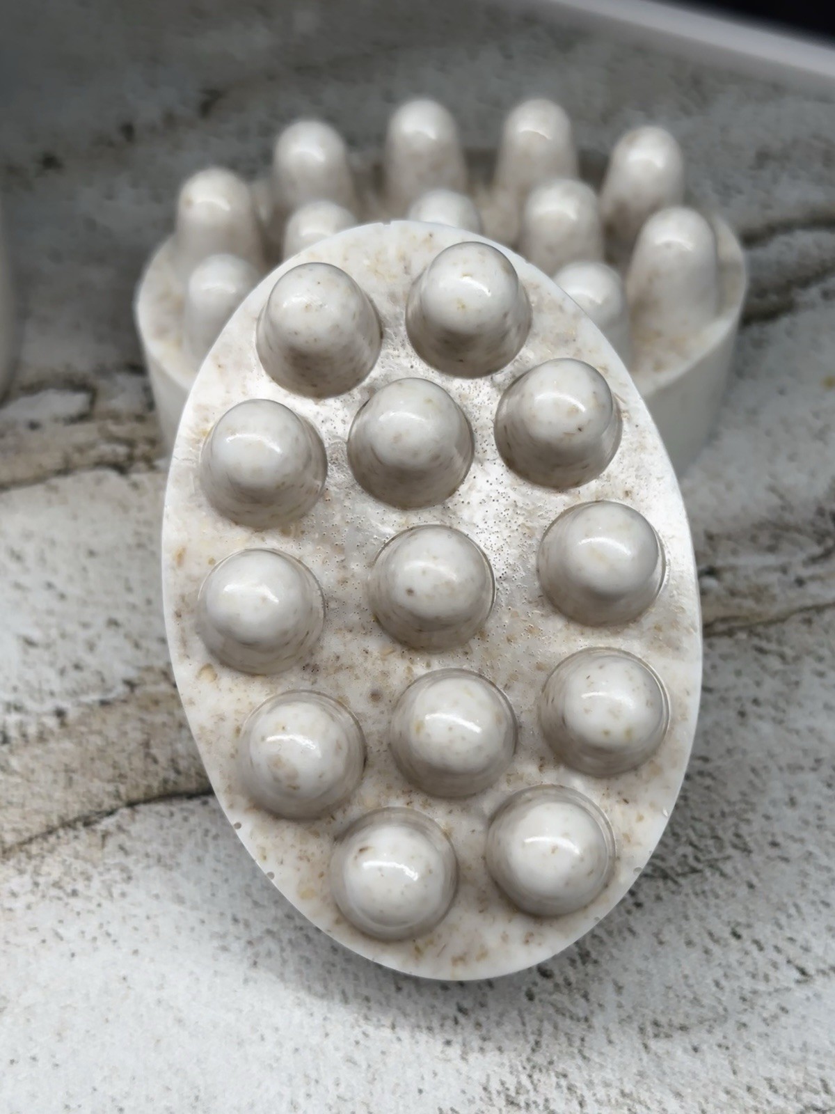 Oval Massage Bar Soap with Nubs, White, Unisex, Regular Size, Body & Hands