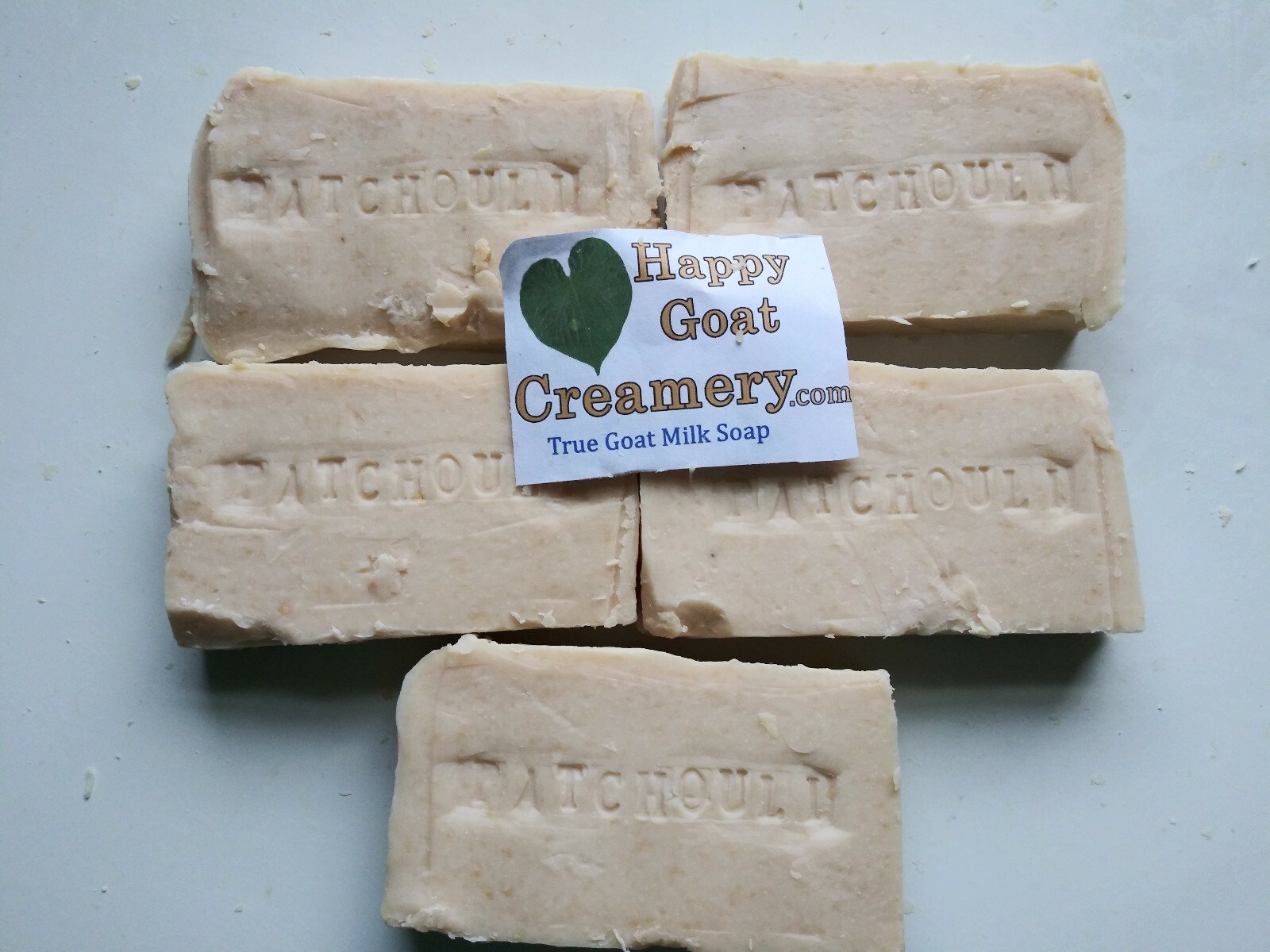 5 BARS PATCHOULI GOAT MILK SOAP HAPPY GOAT CREAMERY PURE ESSENTIAL OIL BEST