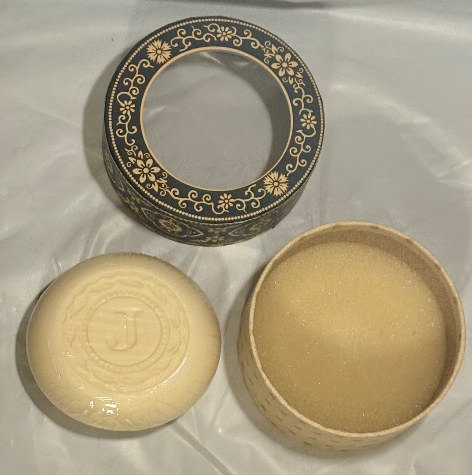 Punch Studio 5oz Lemon Verbena Monogram J Soap With Antique Designer Round Box