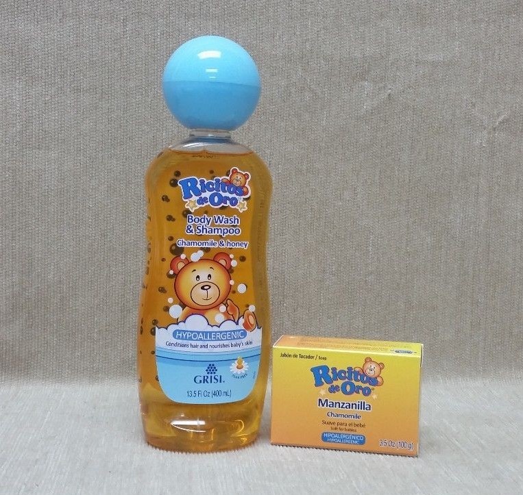 Grisi Ricitos De Oro Chamomile & Honey Body Wash & Shampoo 13.5 w/ Soap Bar SET