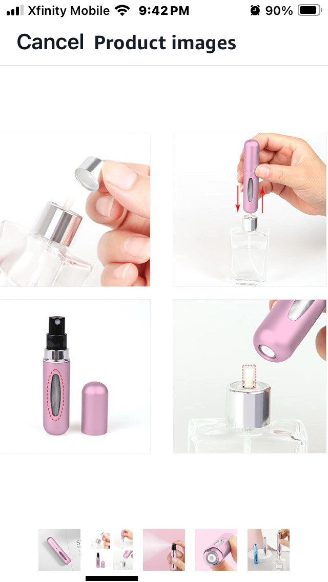 2 Travel Perfume Purse Bottle Atomizer Sanitizer Spray Refillable Pink Purple