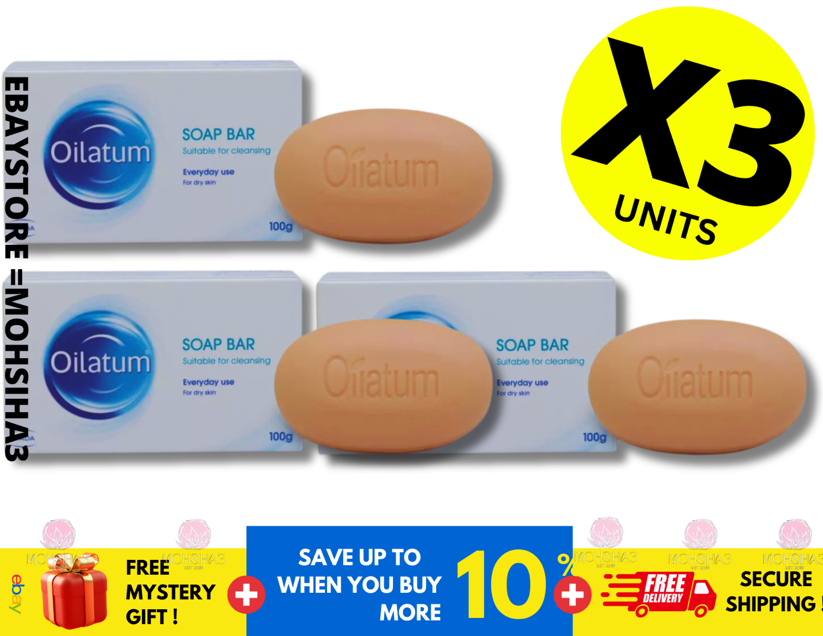 Oilatum Soap Bar Stiefel for Dry Skin Gently Cleanses Moisturises Protects X 3