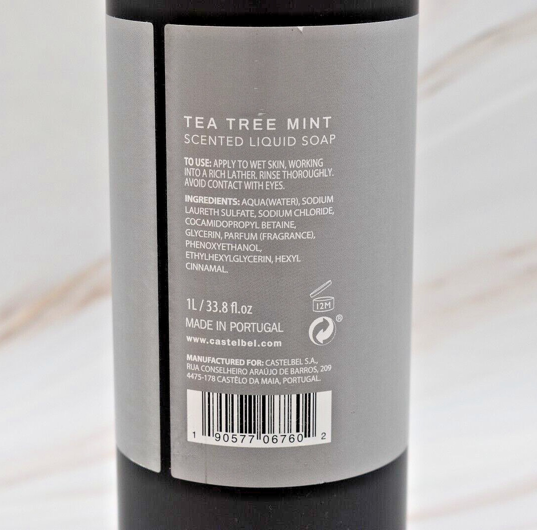CASTELBEL Tea Tree Mint Scented Liquid Soap 33 fl. oz Face + Body + Hands