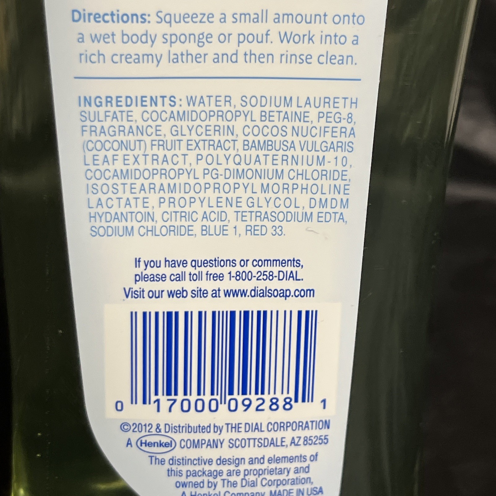Dial Body Wash Coconut Water (16 oz Bottle)
