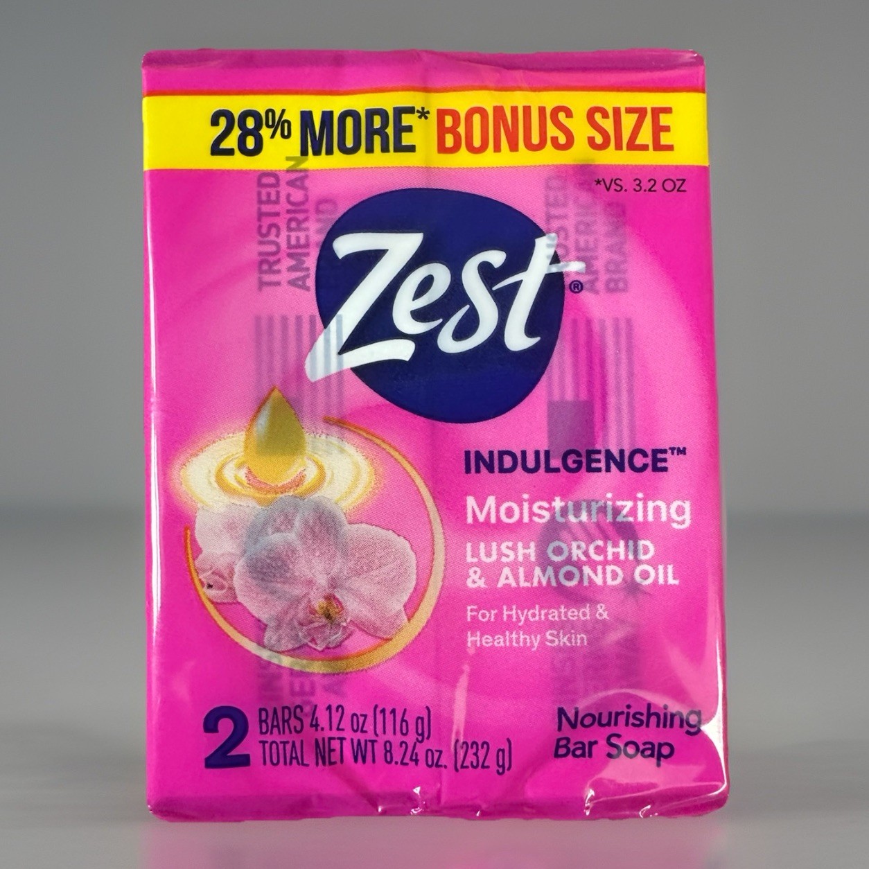 3x Zest Indulgence Orchid Almond Oil Bar Soap 2-Pack | 28% More | Bonus Size
