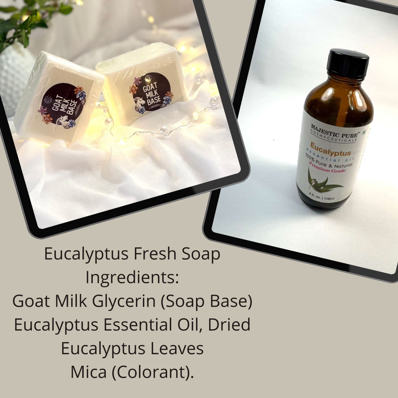 Eucalyptus Goat Milk Glycerin Soap 4.3oz Bar Aromatherapy Spa Gift Self Care