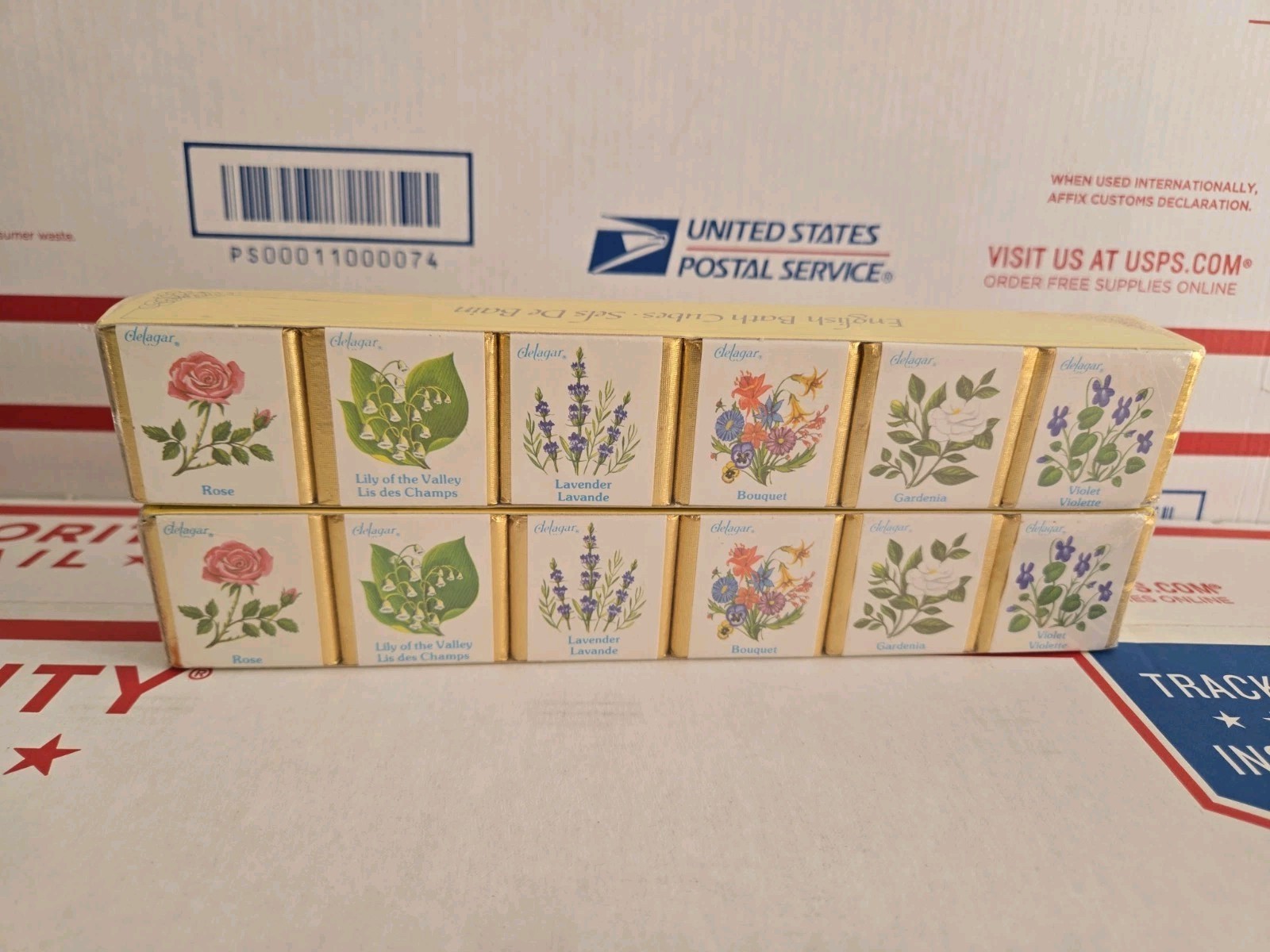 Lot Of 2 Sealed Delagar English Bath Cube Set Made in England Floral Scents 9 oz