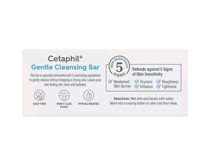 CETAPHIL Gentle Cleansing Bar for Dry Sensitive Skin 4.50 oz. NEW