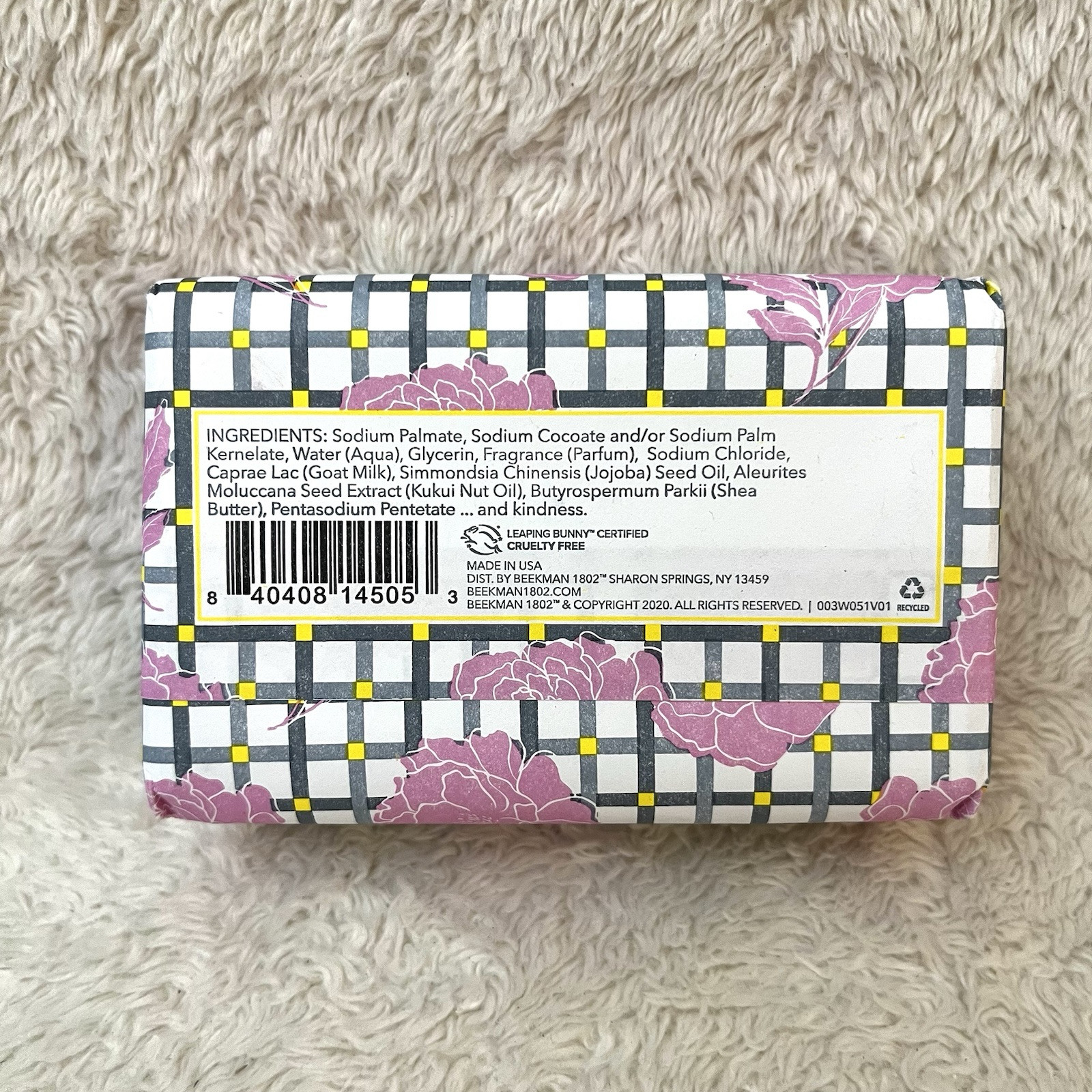 Beekman 1802 Goat Milk Bar Soap 9oz PEONY BLUSH Luxury Moisturizing Shea Butter