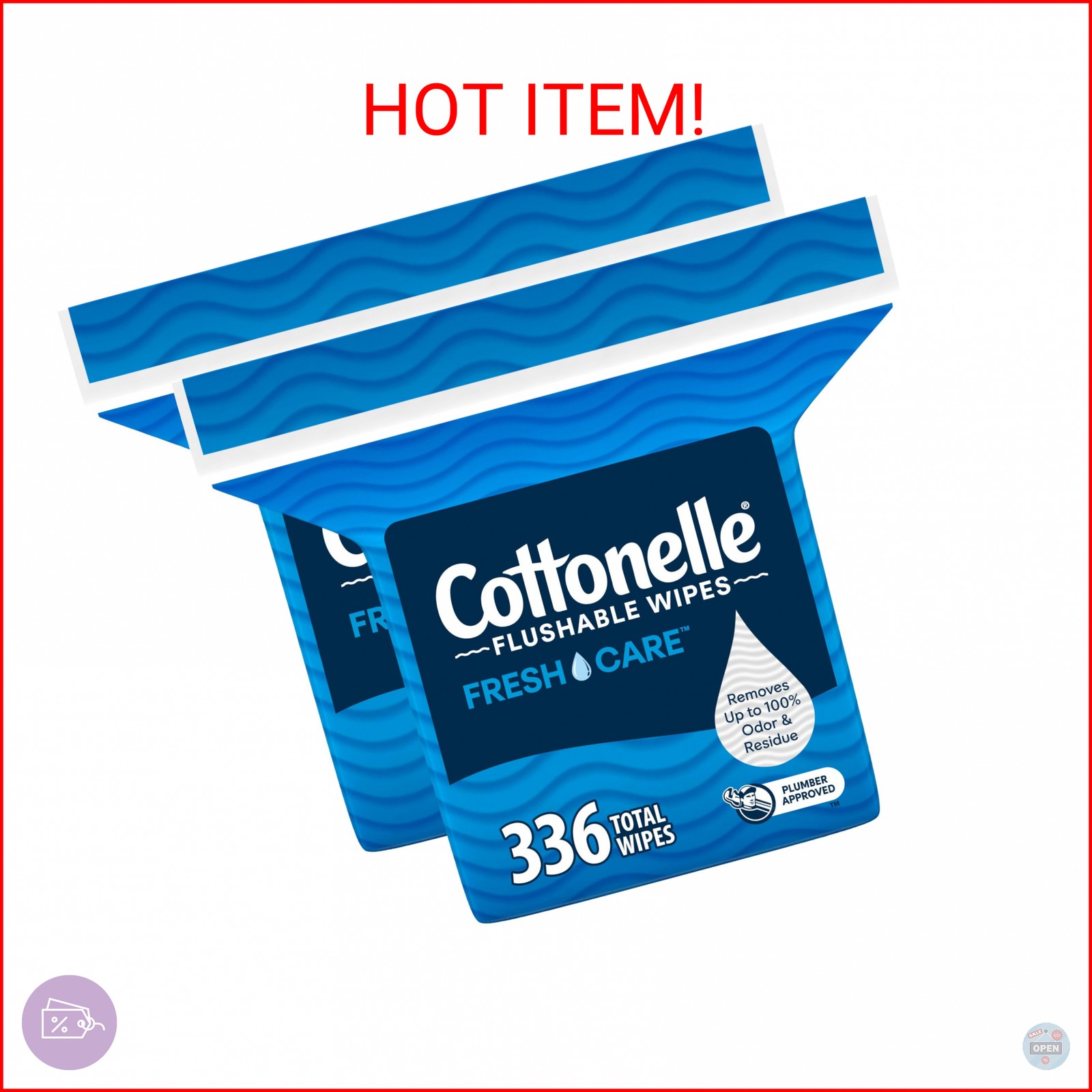 Cottonelle Fresh Care Flushable Wet Wipes, Adult Wet Wipes, 2 Refill Packs, 168
