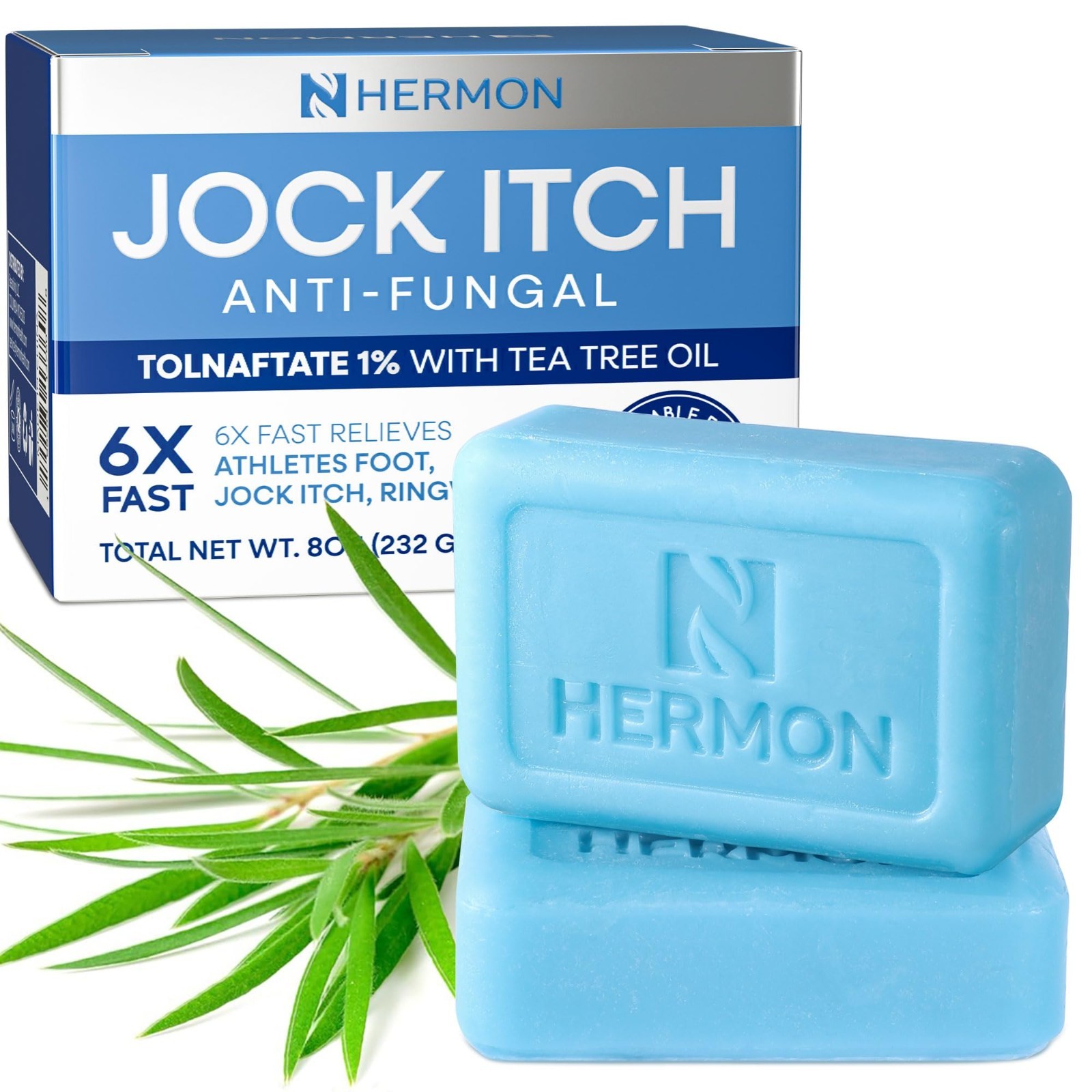 Antifungal Soap Bar with Tea Tree Oil – Soothes Jock Itch, Athlete’s Foot & Ring
