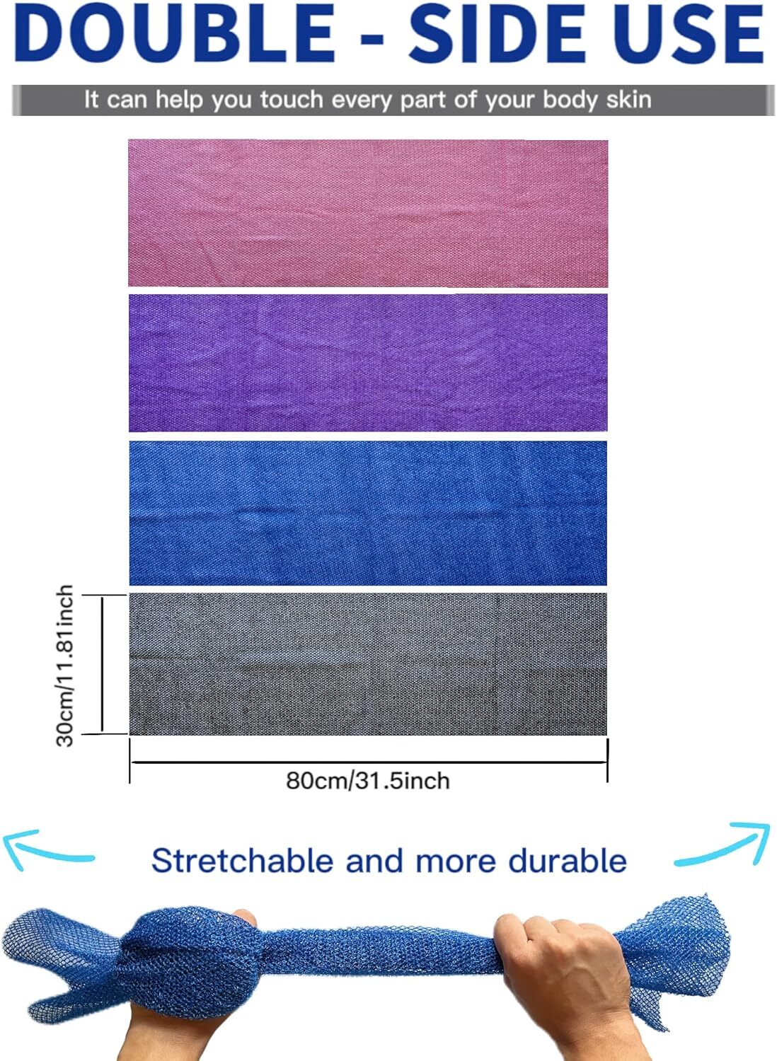 African Exfoliating Net, 4 Pieces Net Sponge, Black,blue,pink,purple