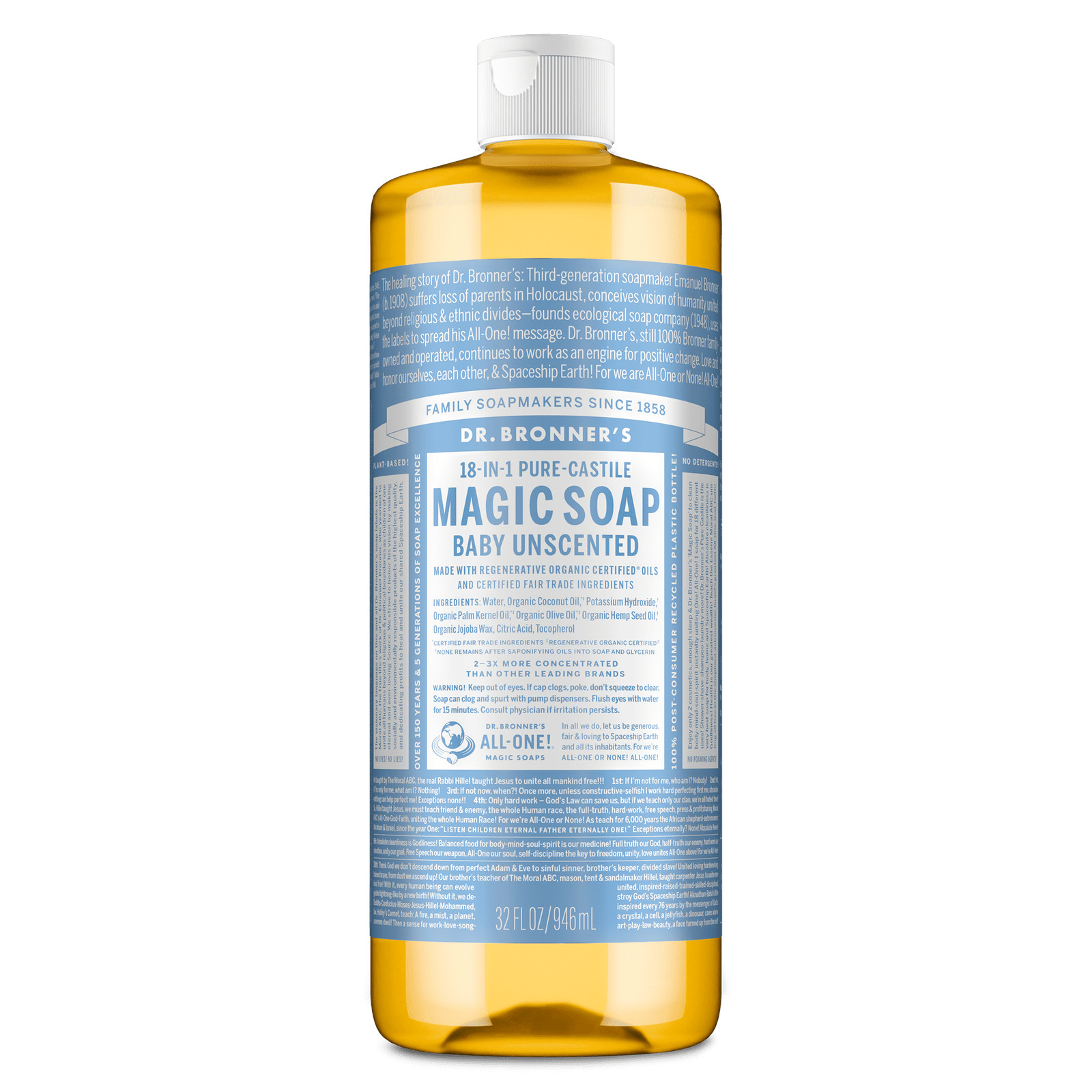 Magic Soap – Castile Liquid Soap – 32 oz – Body Wash, Face Wash – Unscented