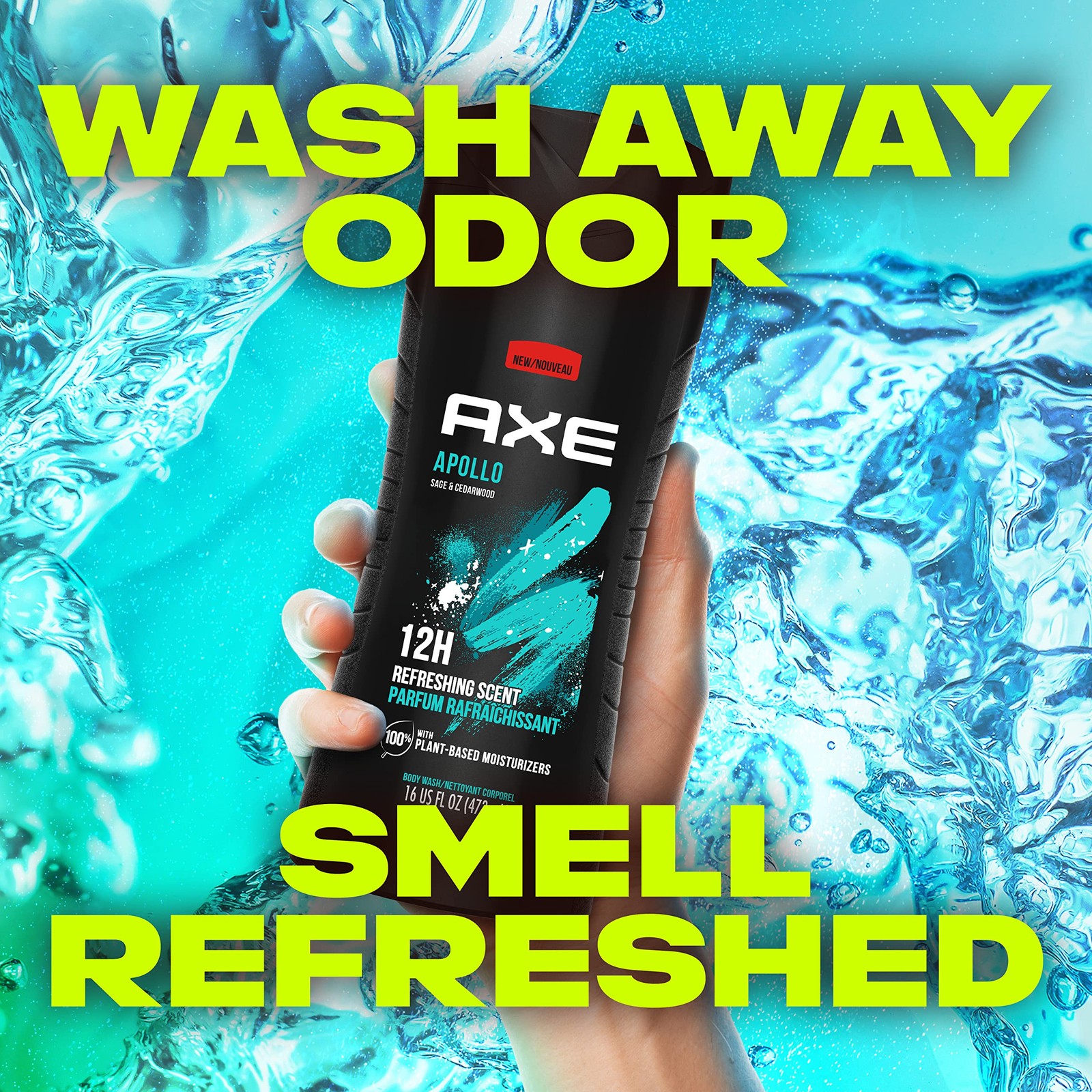AXE Sage & Cedarwood Body Wash Apollo 4 Count for 16 Fl Oz (Pack of 4), BLACK