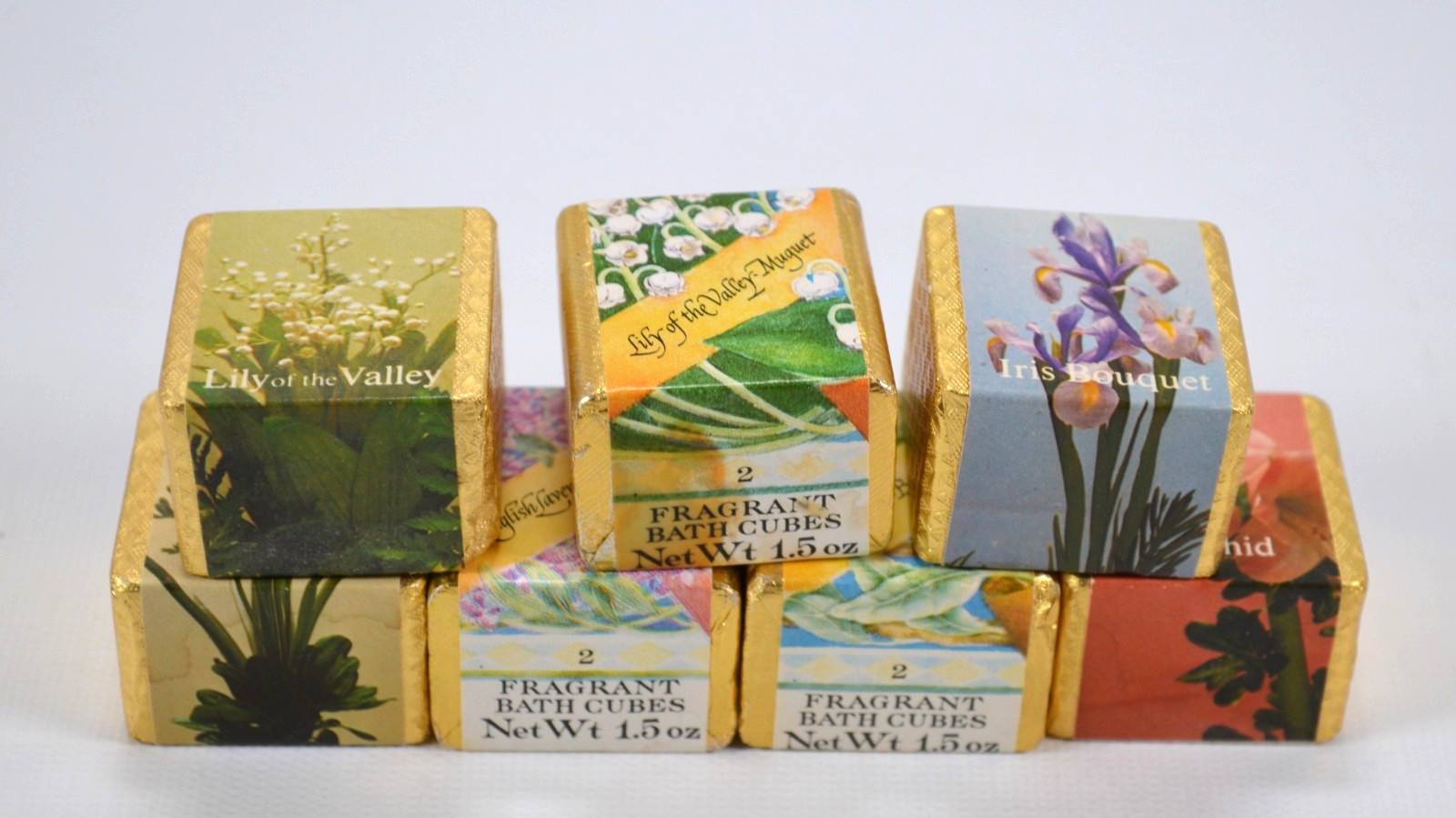 Misc Lot of 7 Fragrance Bath Cubes 45g/ 1.5 oz Sandalwood Lavender Rose Parfum