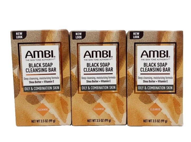 PACK OF 3 AMBI Skin Care Soap Black soap With Shea Batter 3.5 oz FREE SHIPPING