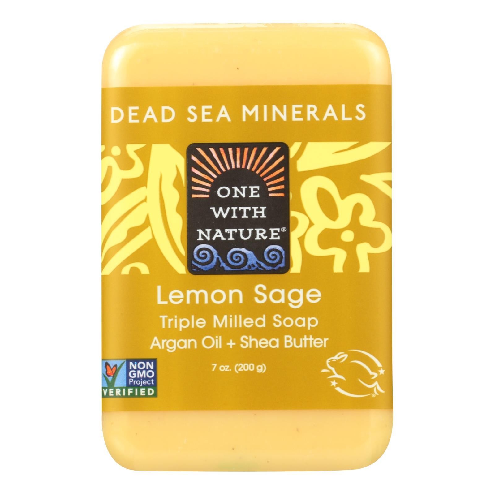 One With Nature Dead Sea Minerals Soap with Argan Oil Lemon Sage 7 oz Pack of 2