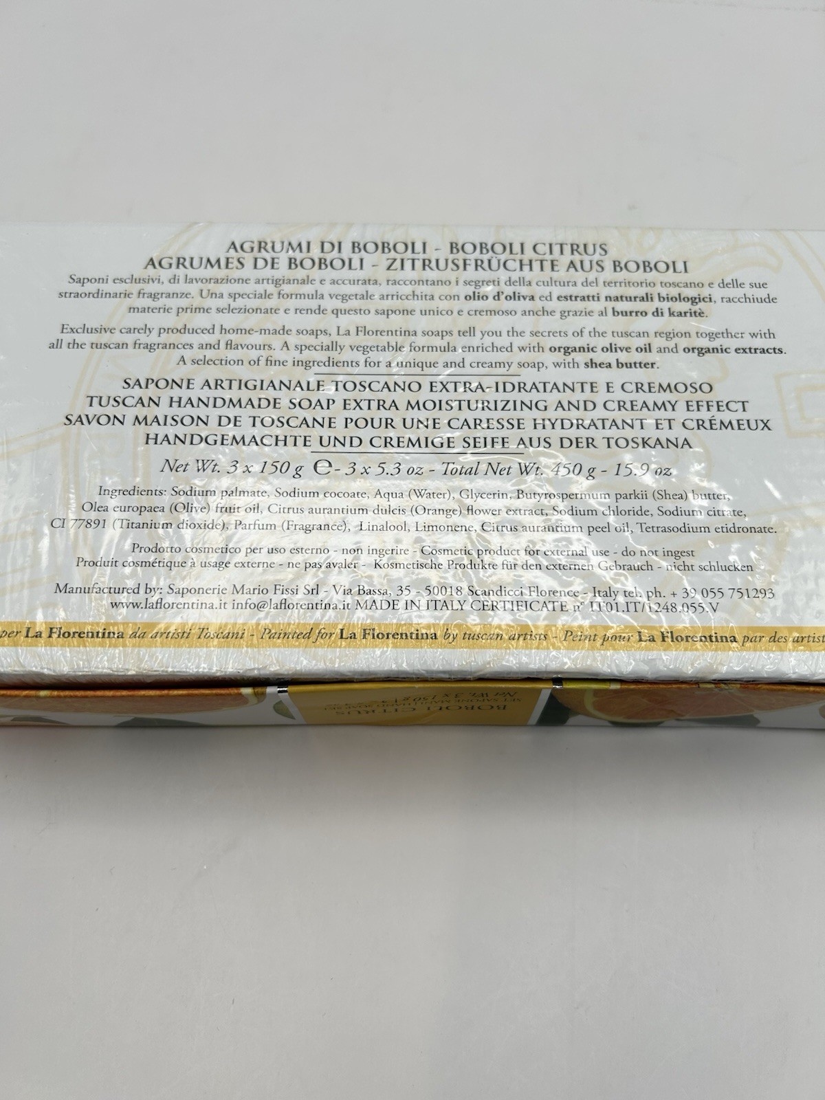 3 Pack La Florentina Luxury Bar Soap Set Agrumi Di Boboli Citrus Made in Italy