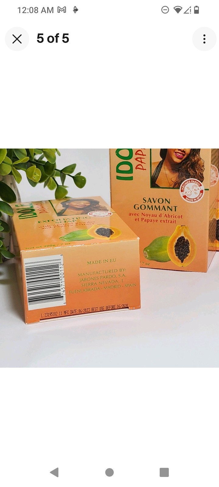 Idole Papaya Exfoliating Soap with Apricot Powder 7 oz (200g) – Lot of 3