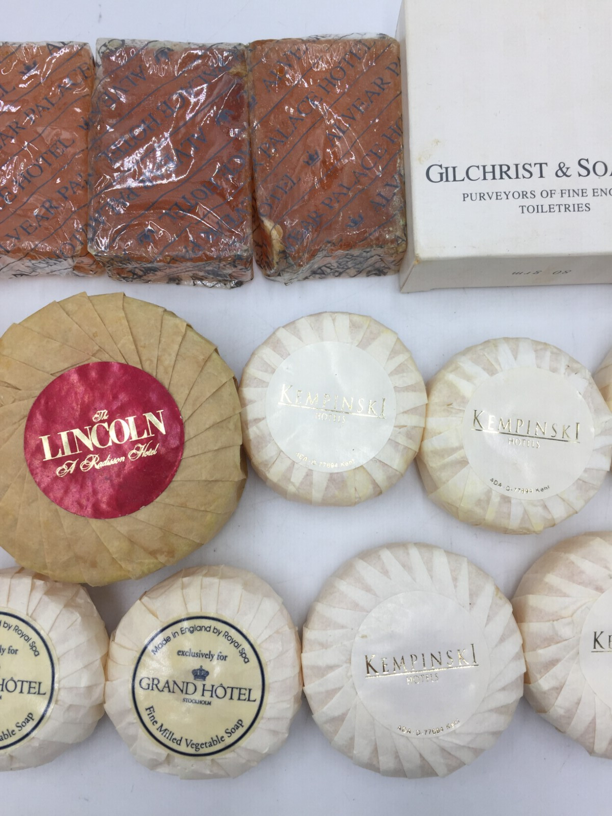 Lot of 17 Hotel Travel Soaps,Sealed,New,Gilchrist,Avalon & Gray,Kempinski,Alvear