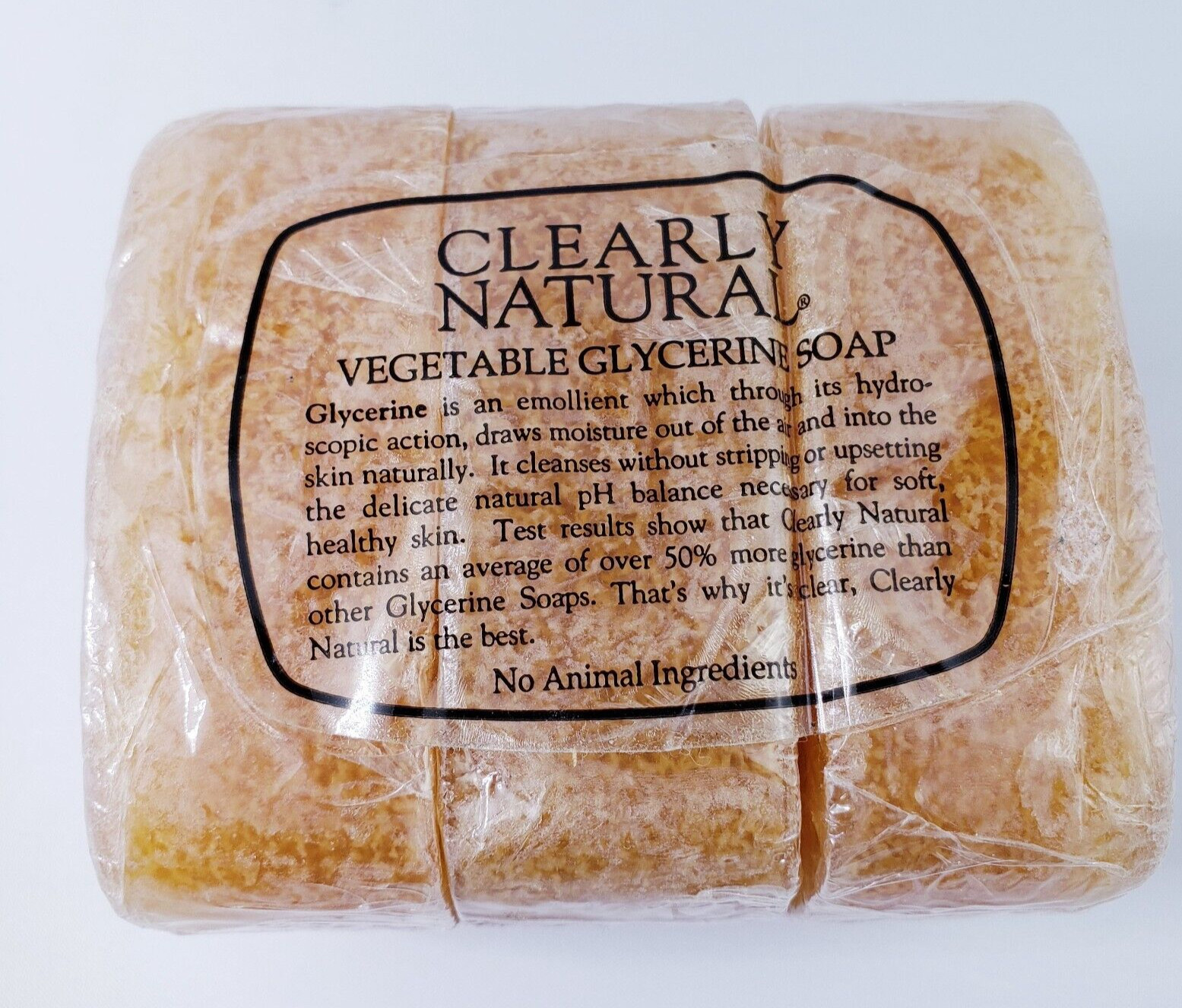 Clearly Natural Pure Glycerine Soap 3 Bars Vitamin E Moisturizing NOS