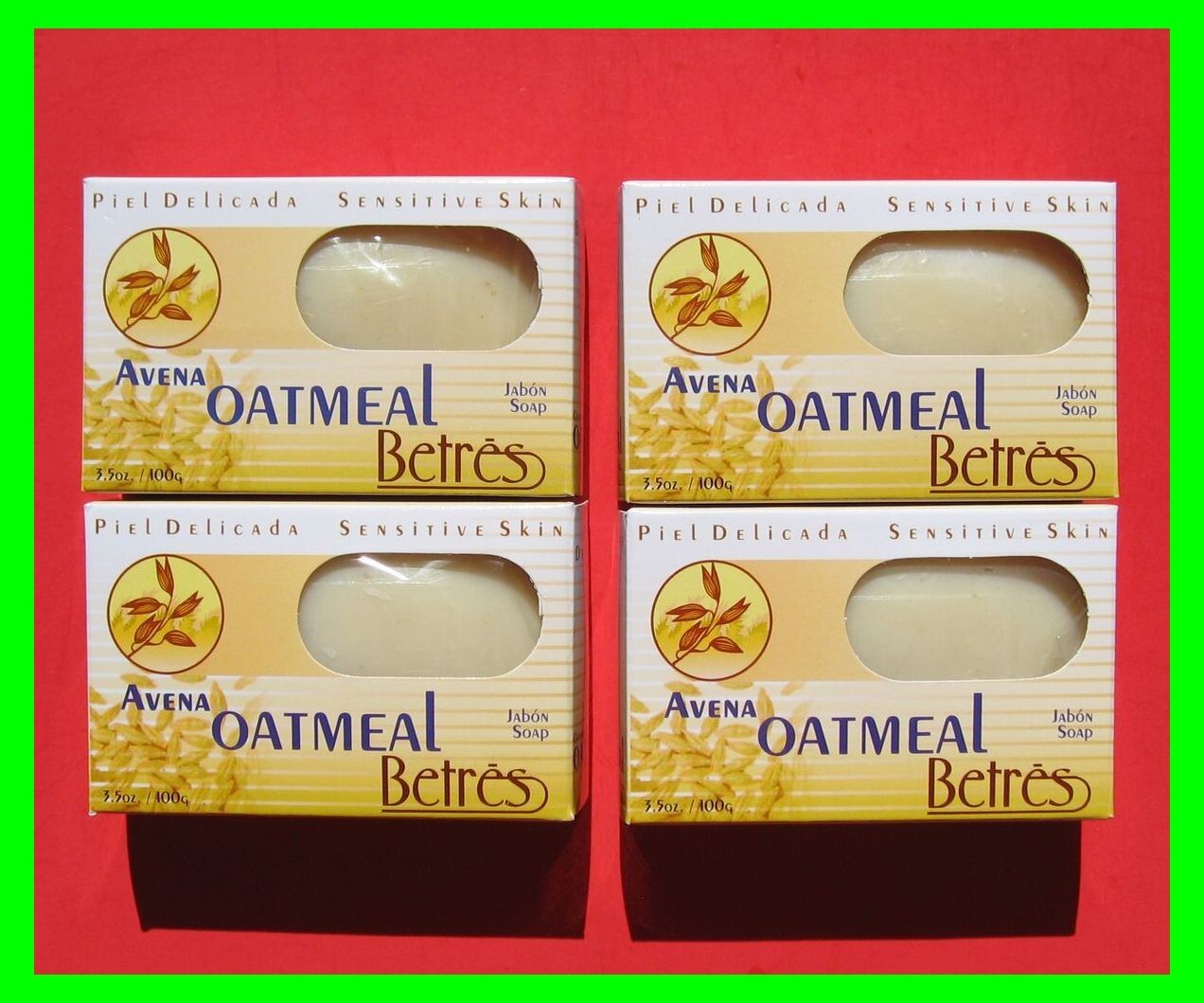 4X Betres Avena Oatmeal Bar Soap 3.5 oz 100g Sensitive Skin-USA Retail Box *New*
