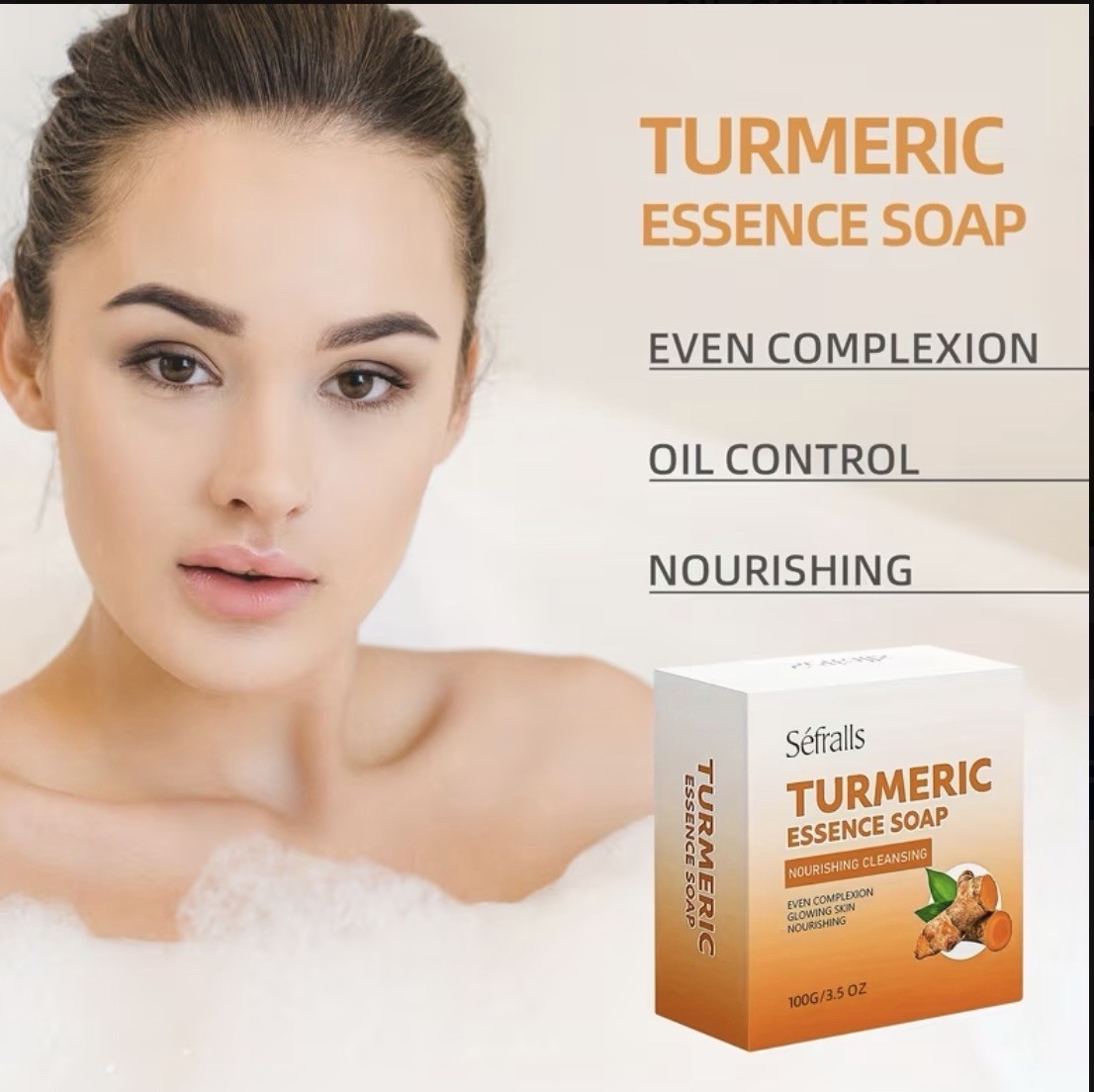 Sefralls Turmeric Essence Bar Soap Nourishing Oil Control 100g/3.5 oz