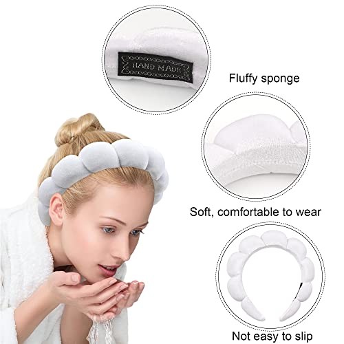 Spa Headband for Washing Face Sponge Makeup Headbands Skincare Headband White