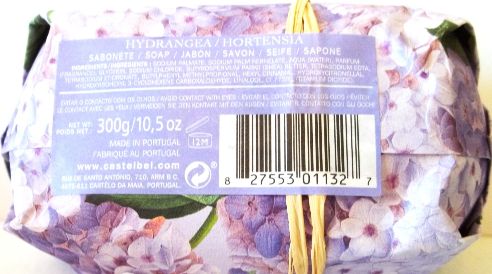CASTELBEL Scented Bar Soap, HYDRANGEA, 10.5 oz/300 g, NEW x 2