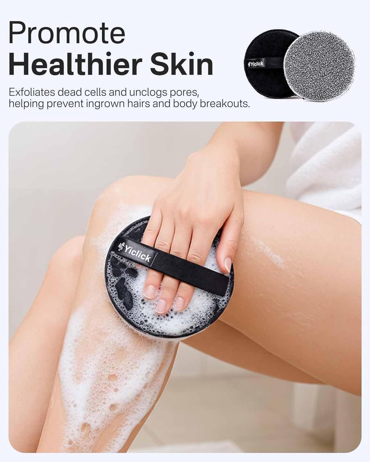 Yiclick Exfoliating Body Scrubber Exfoliator 2 Pack – Black