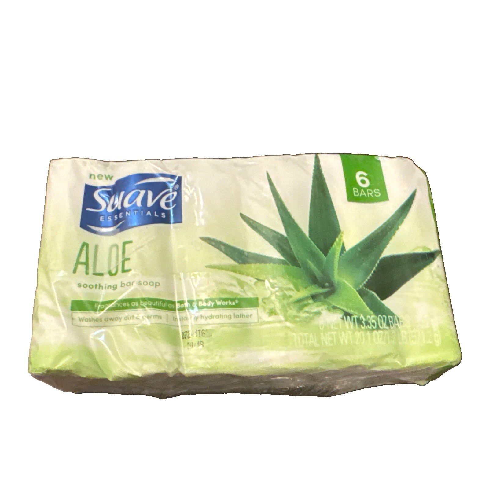 6 Bars Suave Essentials Aloe Soothing Bar Soap – 3.35 Oz Bars NEW